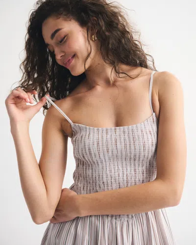 Abercrombie & Fitch Dipped-waist Smocked Midi Dress In White