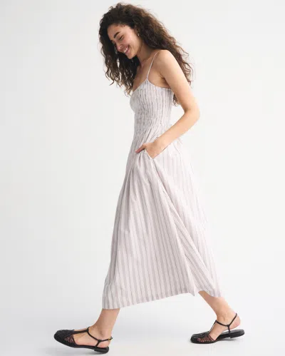 Abercrombie & Fitch Dipped-waist Smocked Midi Dress In White