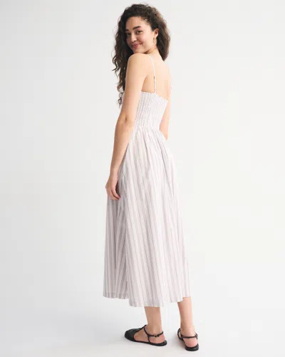 Abercrombie & Fitch Dipped-waist Smocked Midi Dress In White