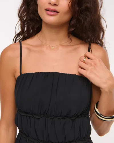 Abercrombie & Fitch Strapless Ruffle Maxi Dress In Black