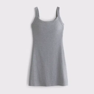 Abercrombie & Fitch Bra-free Essential 90s Rib Mini Dress In Gray