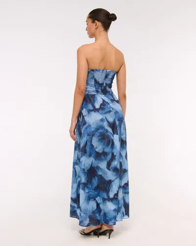 Abercrombie & Fitch Strapless Hardware Cutout Maxi Dress In Blue