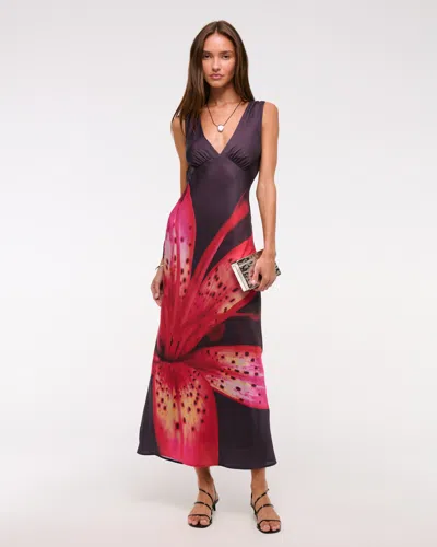 Abercrombie & Fitch The A&f Julia Slip Cowl-back Maxi Dress In Multi