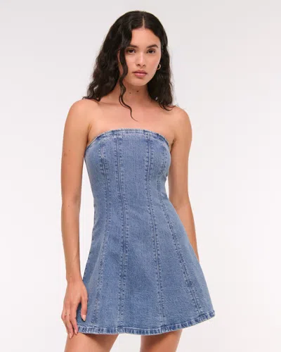 Abercrombie & Fitch The A&f Mila Strapless Denim Mini Dress In Blue