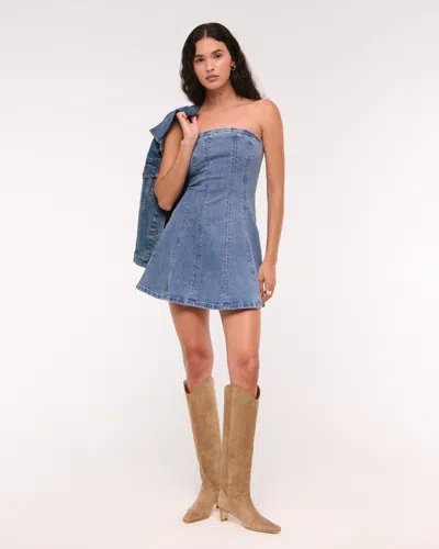 Abercrombie & Fitch The A&f Mila Strapless Denim Mini Dress In Blue