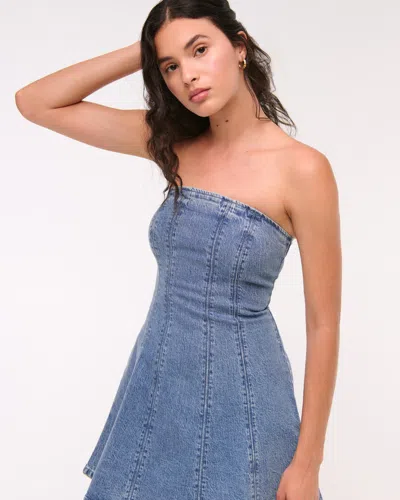 Abercrombie & Fitch The A&f Mila Strapless Denim Mini Dress In Blue