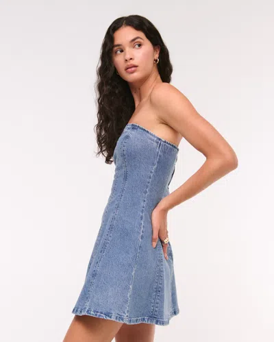 Abercrombie & Fitch The A&f Mila Strapless Denim Mini Dress In Blue