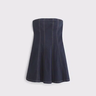 Abercrombie & Fitch The A&f Mila Strapless Denim Mini Dress In Blue