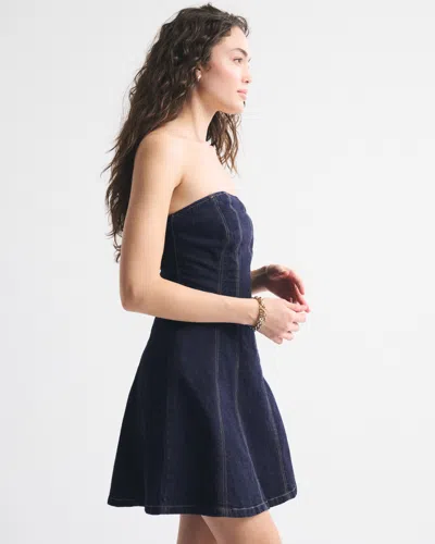 Abercrombie & Fitch The A&f Mila Strapless Denim Mini Dress In Blue