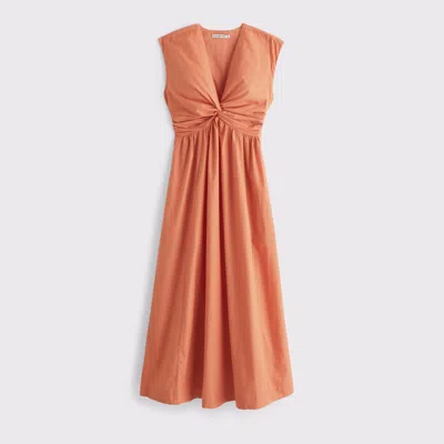 Abercrombie & Fitch Twist-front Maxi Dress In Orange