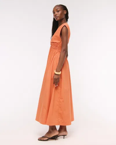Abercrombie & Fitch Twist-front Maxi Dress In Orange