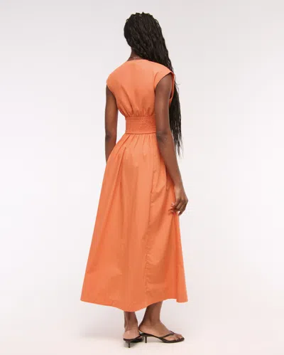 Abercrombie & Fitch Twist-front Maxi Dress In Orange