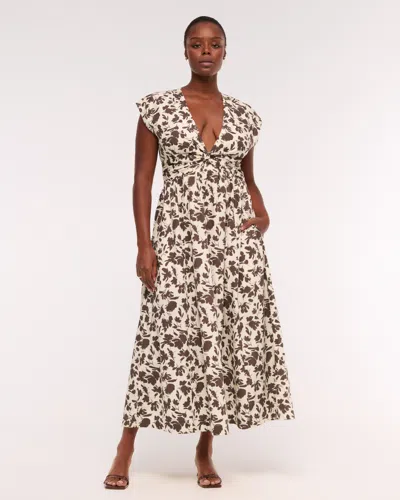 Abercrombie & Fitch Twist-front Maxi Dress In Brown