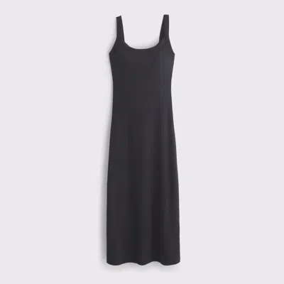 Abercrombie & Fitch Bra-free Essential 90s Rib Midi Dress In Black