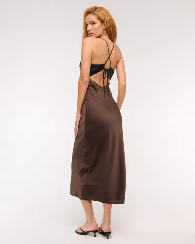 Abercrombie & Fitch The A&f Julia Slip Tie-back Maxi Dress In Brown