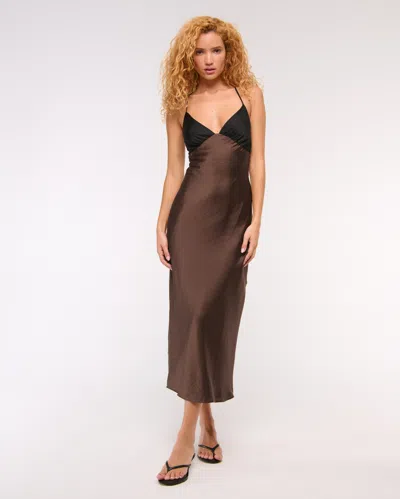 Abercrombie & Fitch The A&f Julia Slip Tie-back Maxi Dress In Brown