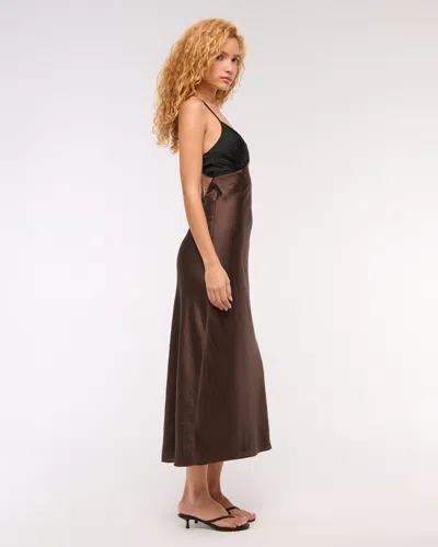 Abercrombie & Fitch The A&f Julia Slip Tie-back Maxi Dress In Brown