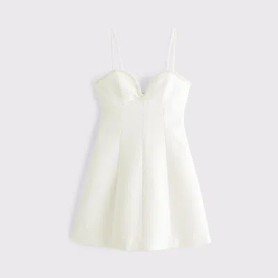 Abercrombie & Fitch Faux Pearl Trim Mini Dress In White