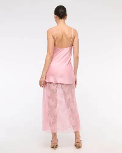 Abercrombie & Fitch Cowl Neck Lace Maxi Dress In Pink