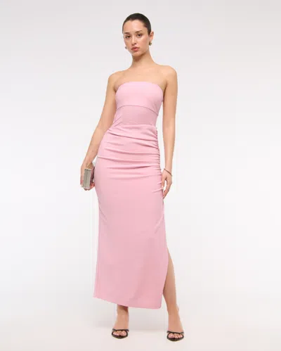 Abercrombie & Fitch Sheer Draped Maxi Dress In Pink