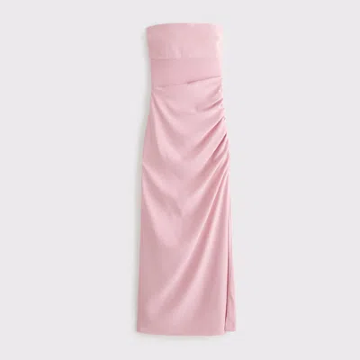 Abercrombie & Fitch Sheer Draped Maxi Dress In Pink