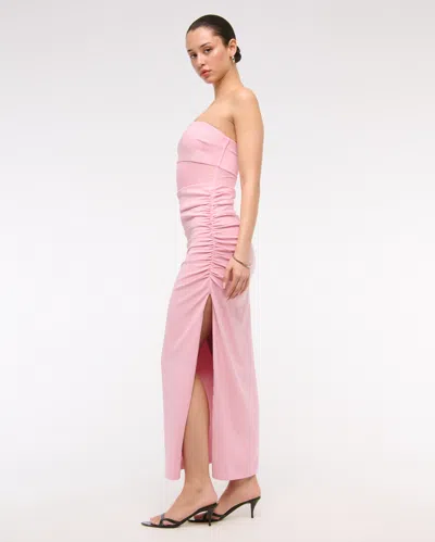 Abercrombie & Fitch Sheer Draped Maxi Dress In Pink
