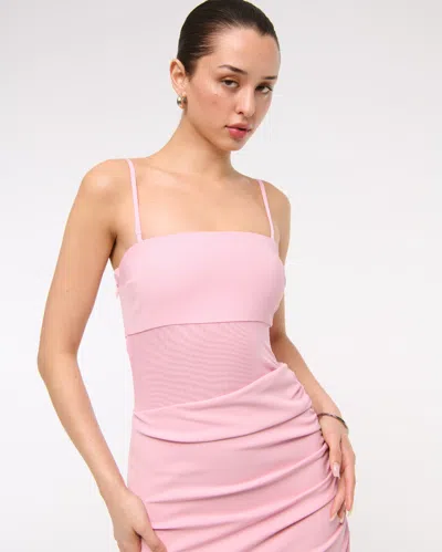 Abercrombie & Fitch Sheer Draped Maxi Dress In Pink