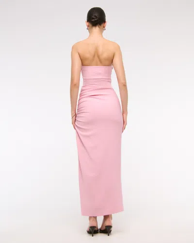 Abercrombie & Fitch Sheer Draped Maxi Dress In Pink