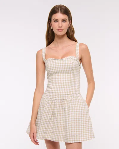 Abercrombie & Fitch Premium Linen Drop-waist Skort In Multi