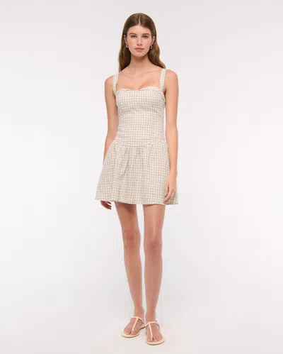 Abercrombie & Fitch Premium Linen Drop-waist Skort In Multi