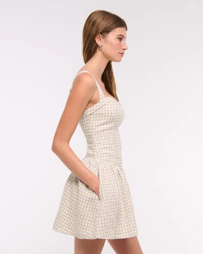 Abercrombie & Fitch Premium Linen Drop-waist Skort In Multi