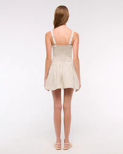 Abercrombie & Fitch Premium Linen Drop-waist Skort In Multi