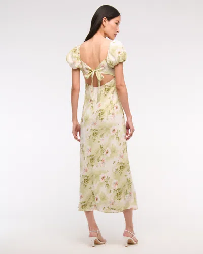 Abercrombie & Fitch Puff Sleeve Midi Dress In Multi