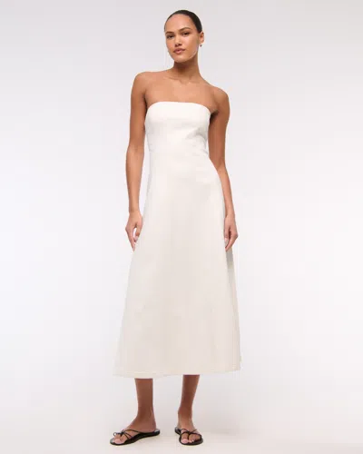 Abercrombie & Fitch The A&f Mila Strapless Denim Midi Dress In White