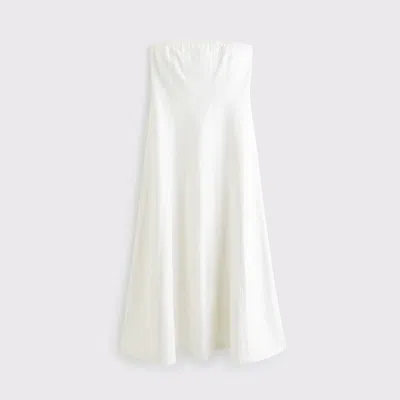 Abercrombie & Fitch The A&f Mila Strapless Denim Midi Dress In White