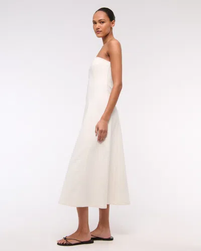 Abercrombie & Fitch The A&f Mila Strapless Denim Midi Dress In White