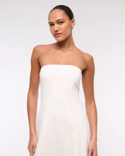 Abercrombie & Fitch The A&f Mila Strapless Denim Midi Dress In White