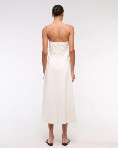 Abercrombie & Fitch The A&f Mila Strapless Denim Midi Dress In White