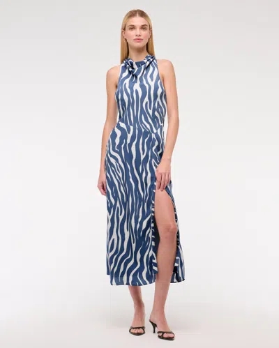 Abercrombie & Fitch Cowl Neck Midi Dress In Blue