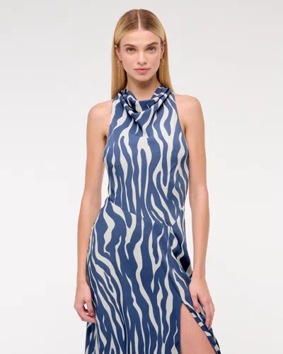 Abercrombie & Fitch Cowl Neck Midi Dress In Blue