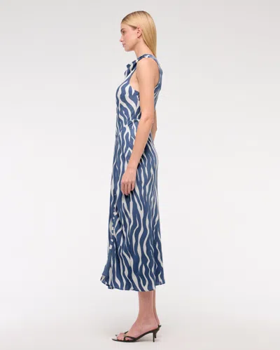 Abercrombie & Fitch Cowl Neck Midi Dress In Blue