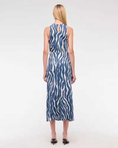 Abercrombie & Fitch Cowl Neck Midi Dress In Blue