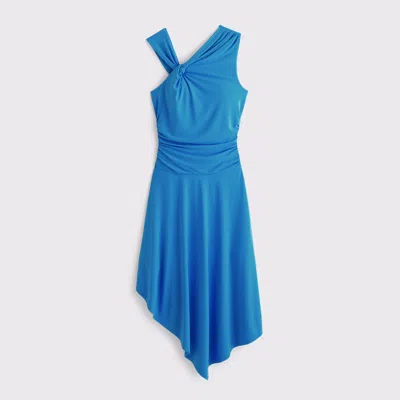 Abercrombie & Fitch Asymmetrical Knit Midi Dress In Blue