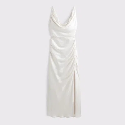 Abercrombie & Fitch Cowl Neck Draped Maxi Dress In White