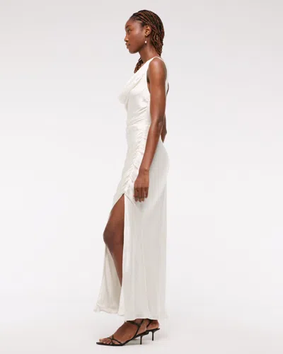 Abercrombie & Fitch Cowl Neck Draped Maxi Dress In White