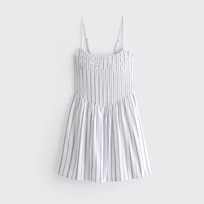 Abercrombie & Fitch Dipped-waist Smocked Mini Dress In White
