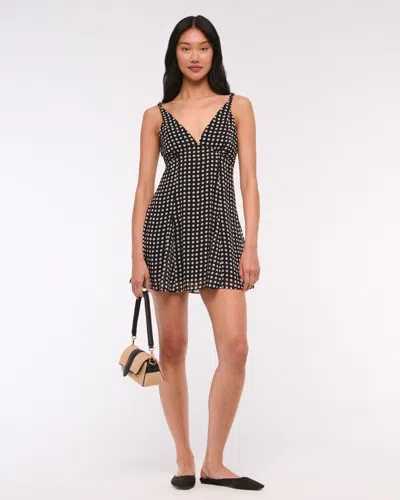 Abercrombie & Fitch V-neck Twist Godet Mini Dress In Black