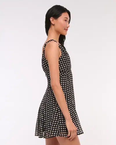Abercrombie & Fitch V-neck Twist Godet Mini Dress In Black