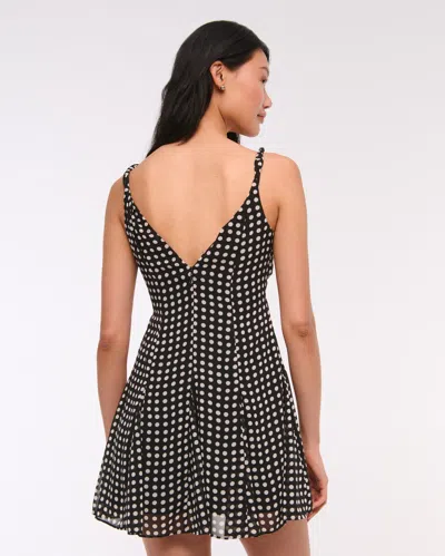 Abercrombie & Fitch V-neck Twist Godet Mini Dress In Black