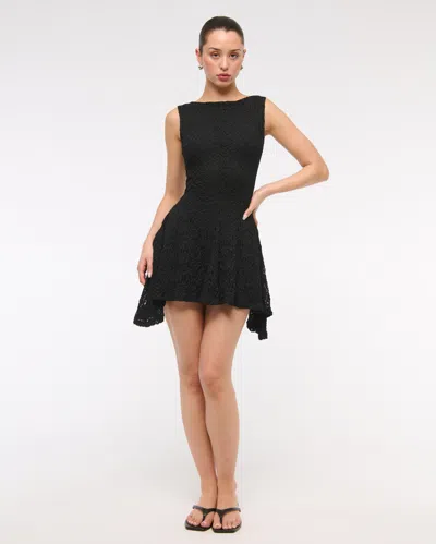 Abercrombie & Fitch Slash Lace Mini Dress In Black